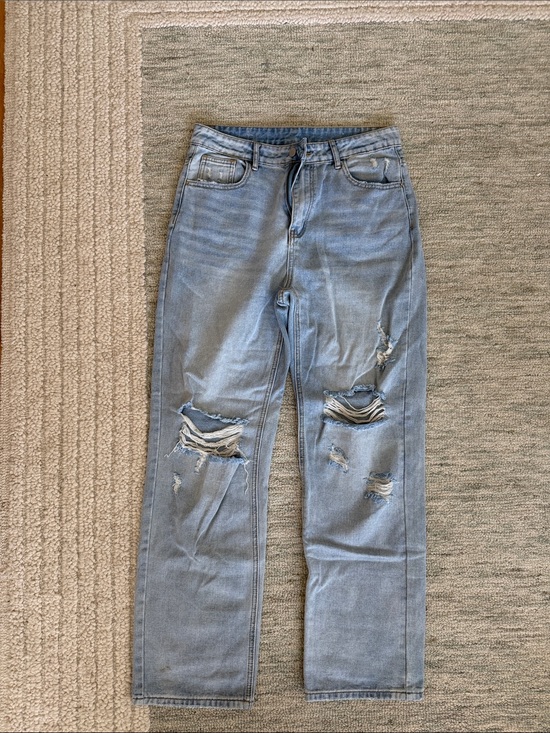 SHEIN Denim - Light Blue Distressed Denim Jeans